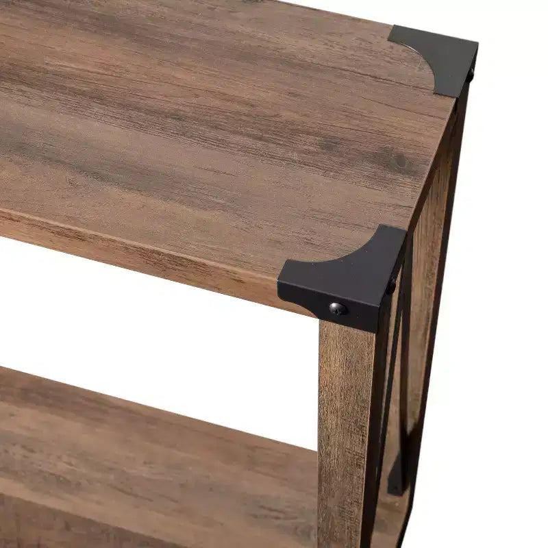 Modern Farmhouse Sofa Table – Engineered Wood, Powder-Coated Steel Accents, 75 lb Capacity
