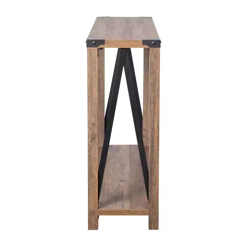 Modern Farmhouse Sofa Table – Engineered Wood, Powder-Coated Steel Accents, 75 lb Capacity