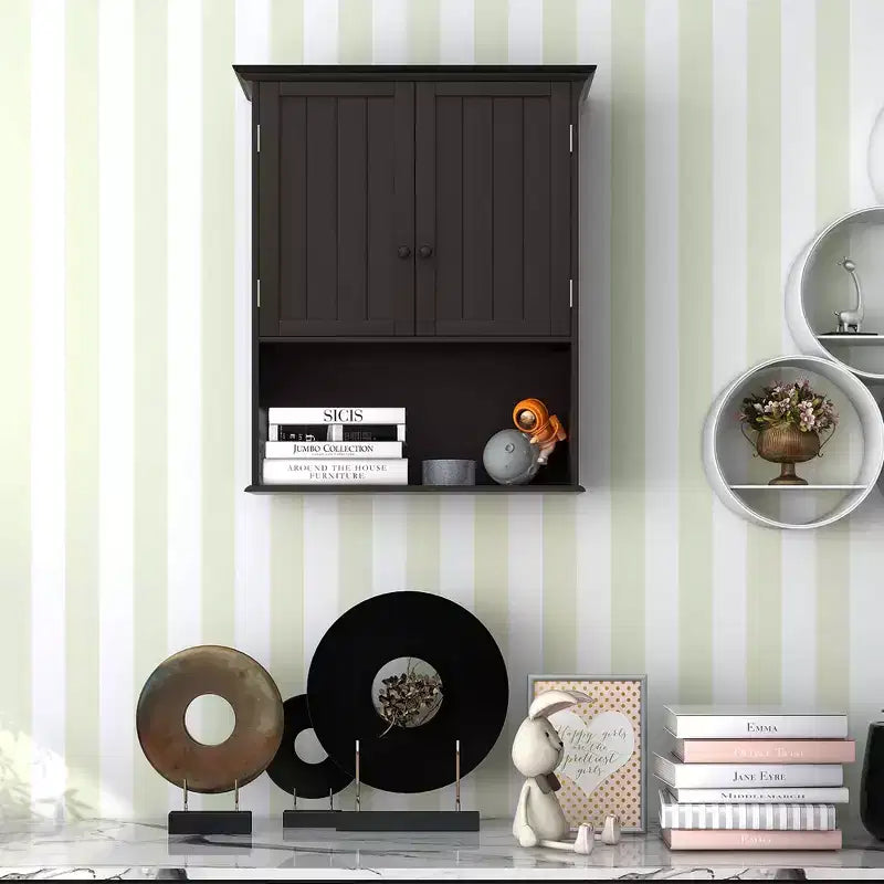 Wall Mount Bathroom Cabinet with 2 Doors & Adjustable Shelf – MDF, Scratch-Resistant