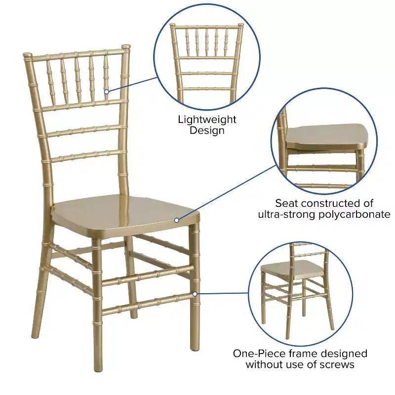 Set of 2 Premium Resin Stacking Chiavari Chairs – 1000 lb, Indoor & Outdoor, Fully Assembled
