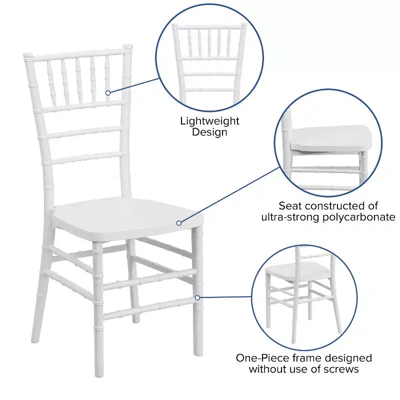 Set of 2 Premium Resin Stacking Chiavari Chairs – 1000 lb, Indoor & Outdoor, Fully Assembled
