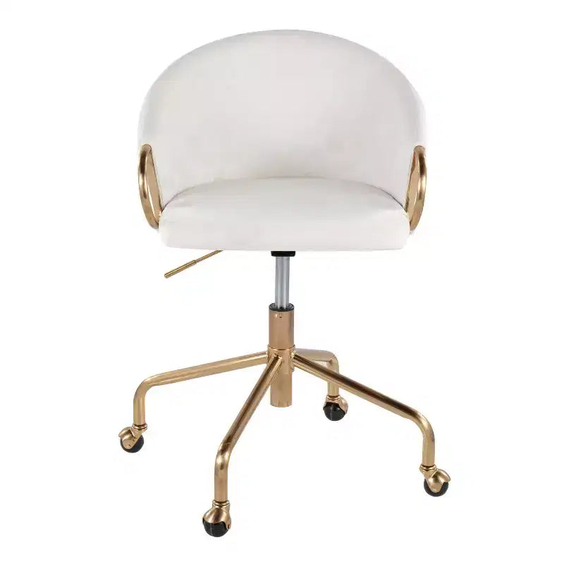 Velvet Task Chair with Arms – Adjustable Height, Swivel, 250 lb Capacity