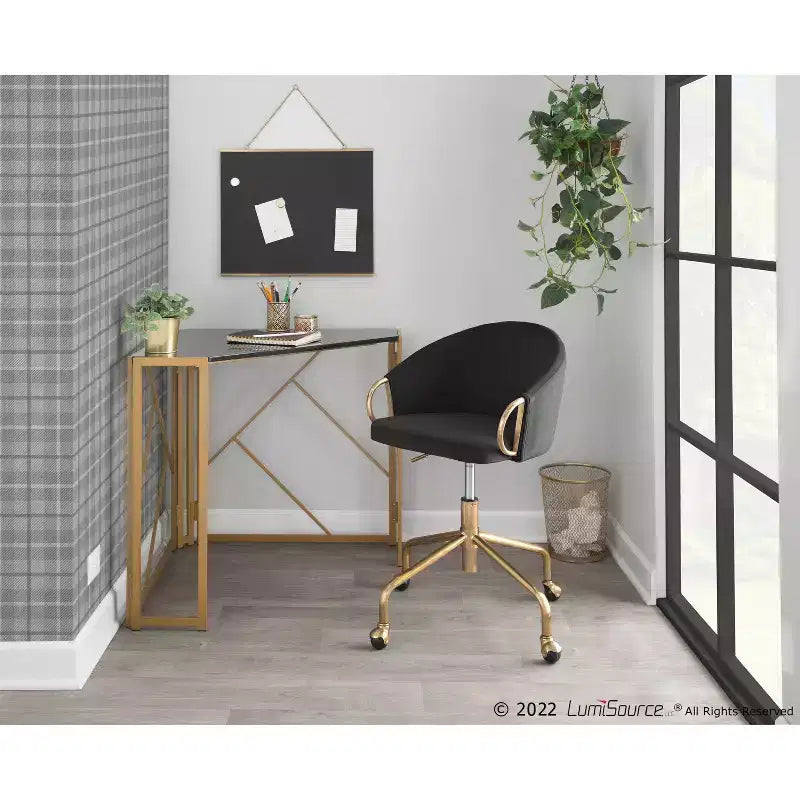 Velvet Task Chair with Arms – Adjustable Height, Swivel, 250 lb Capacity