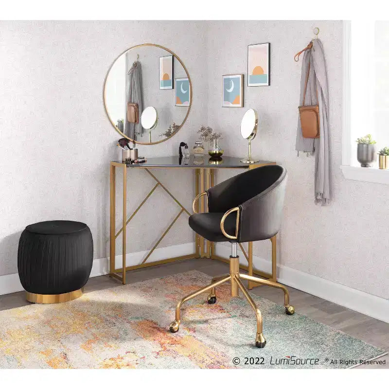 Velvet Task Chair with Arms – Adjustable Height, Swivel, 250 lb Capacity