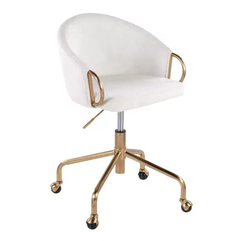 Velvet Task Chair with Arms – Adjustable Height, Swivel, 250 lb Capacity