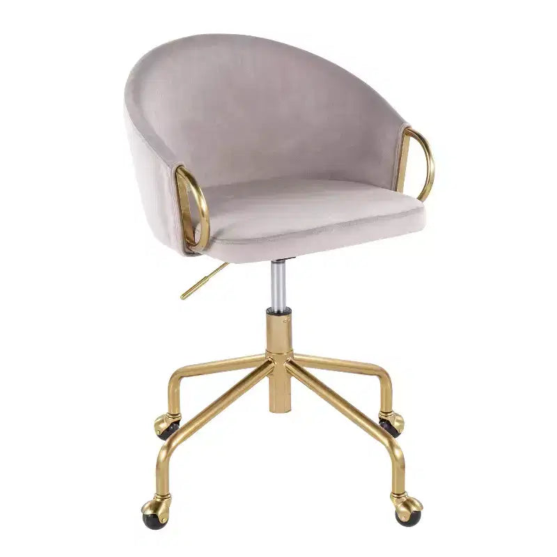 Velvet Task Chair with Arms – Adjustable Height, Swivel, 250 lb Capacity