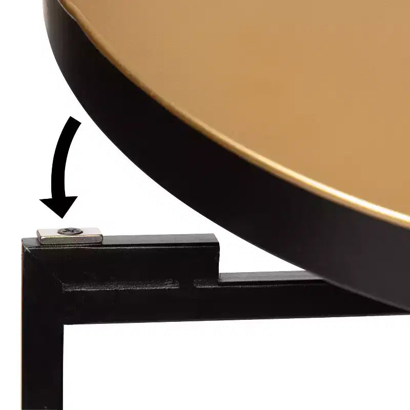 Round Metal Foldable Tray Accent Table – Black & Gold, 14" Tray, 25.75"H, Magnetic Top