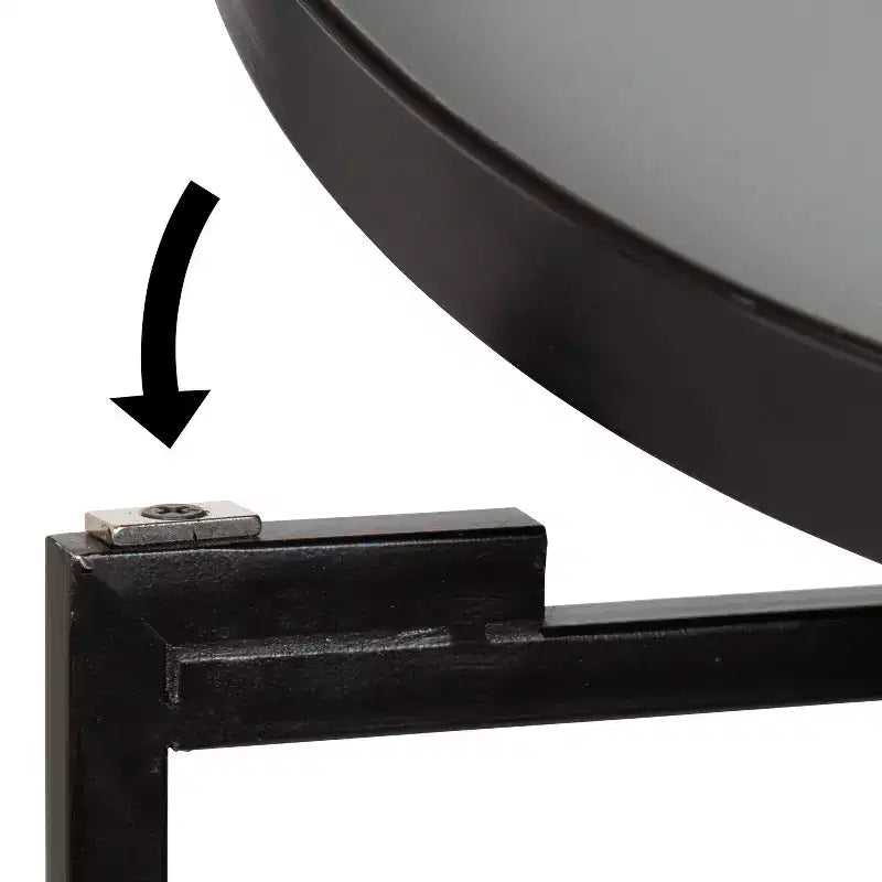 Round Metal Foldable Tray Accent Table – Black & Gold, 14" Tray, 25.75"H, Magnetic Top