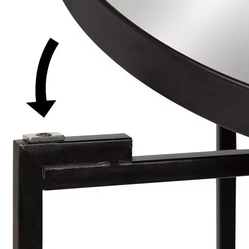 Round Metal Foldable Tray Accent Table – Black & Gold, 14" Tray, 25.75"H, Magnetic Top
