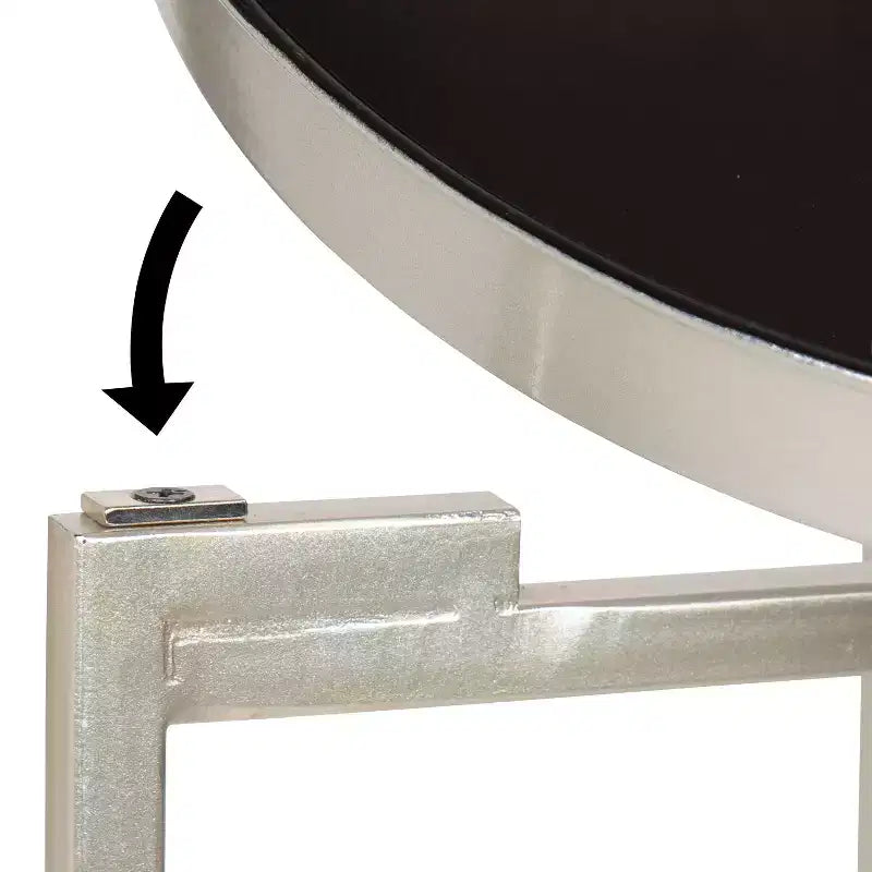 Round Metal Foldable Tray Accent Table – Black & Gold, 14" Tray, 25.75"H, Magnetic Top
