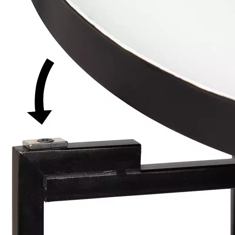 Round Metal Foldable Tray Accent Table – Black & Gold, 14" Tray, 25.75"H, Magnetic Top