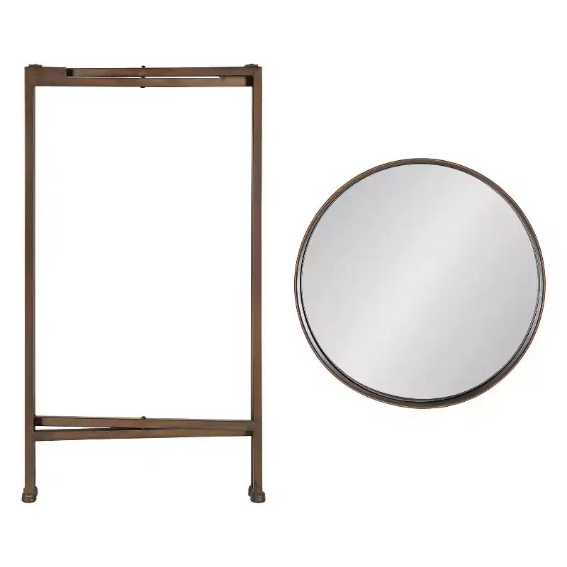 Round Metal Foldable Tray Accent Table – Black & Gold, 14" Tray, 25.75"H, Magnetic Top