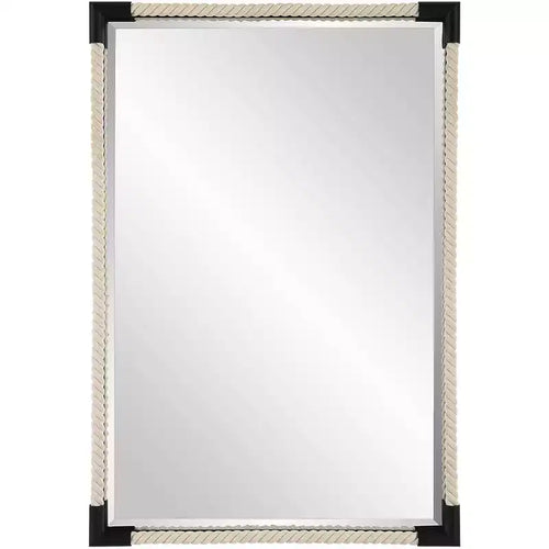 Uttermost Marina White Rope and Black 23 3/4 x 35 1/2 Wall Mirror