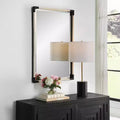 Miroir mural rectangulaire côtier 23.75x35.5" – Corde blanche et cadre en fer noir, verre biseauté