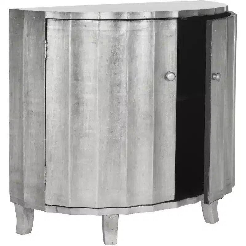 Silver Demilune Cabinet with 2 Doors & 1 Shelf – Fir Wood & MDF, 50 lb Capacity