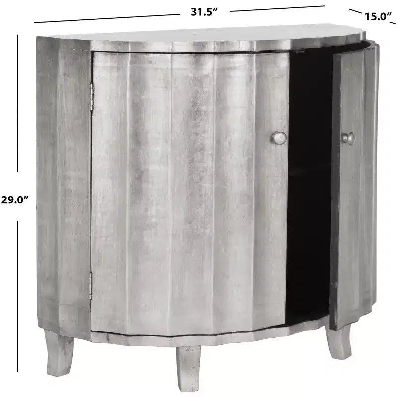 Silver Demilune Cabinet with 2 Doors & 1 Shelf – Fir Wood & MDF, 50 lb Capacity