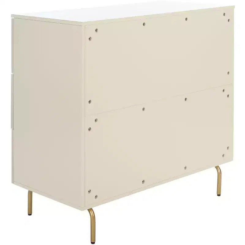 3-Drawer Dresser Walnut & Black – Mahogany & MDF, Gold Hardware, 50 lb/Drawer
