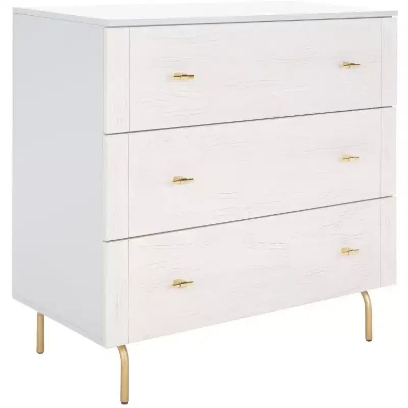 3-Drawer Dresser Walnut & Black – Mahogany & MDF, Gold Hardware, 50 lb/Drawer
