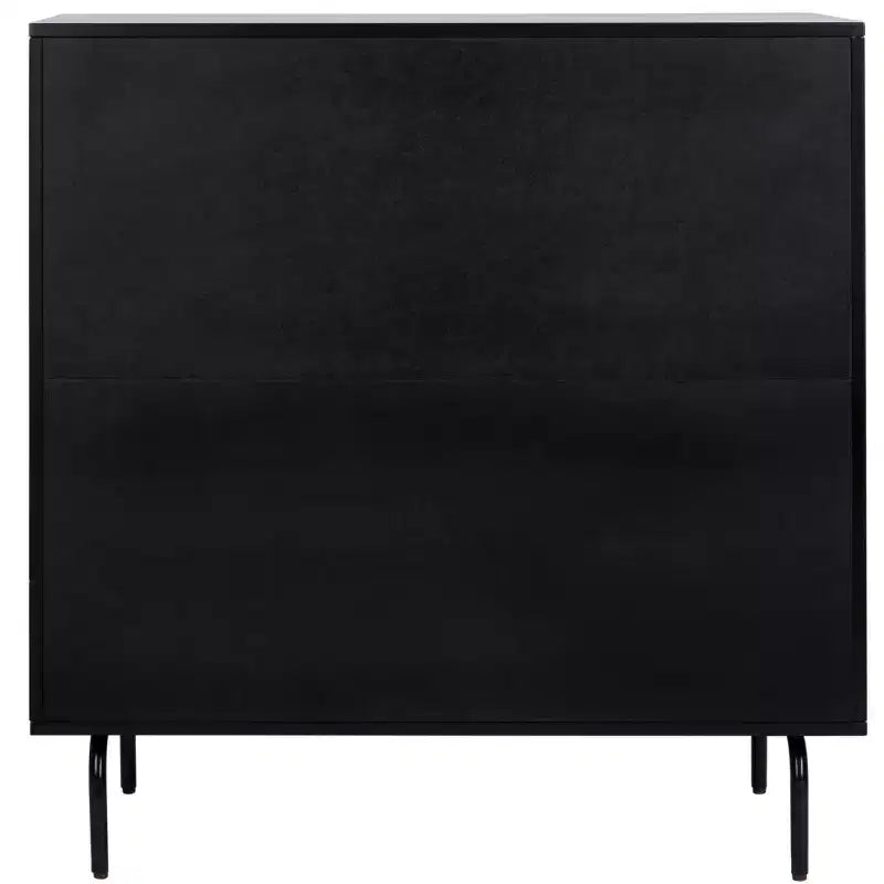 3-Drawer Dresser Walnut & Black – Mahogany & MDF, Gold Hardware, 50 lb/Drawer