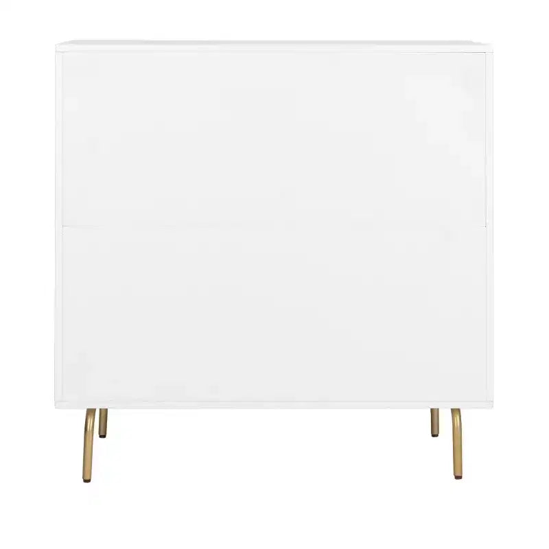3-Drawer Dresser Walnut & Black – Mahogany & MDF, Gold Hardware, 50 lb/Drawer