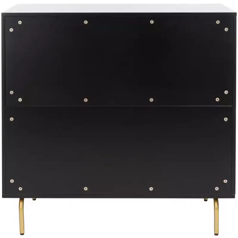 3-Drawer Dresser Walnut & Black – Mahogany & MDF, Gold Hardware, 50 lb/Drawer