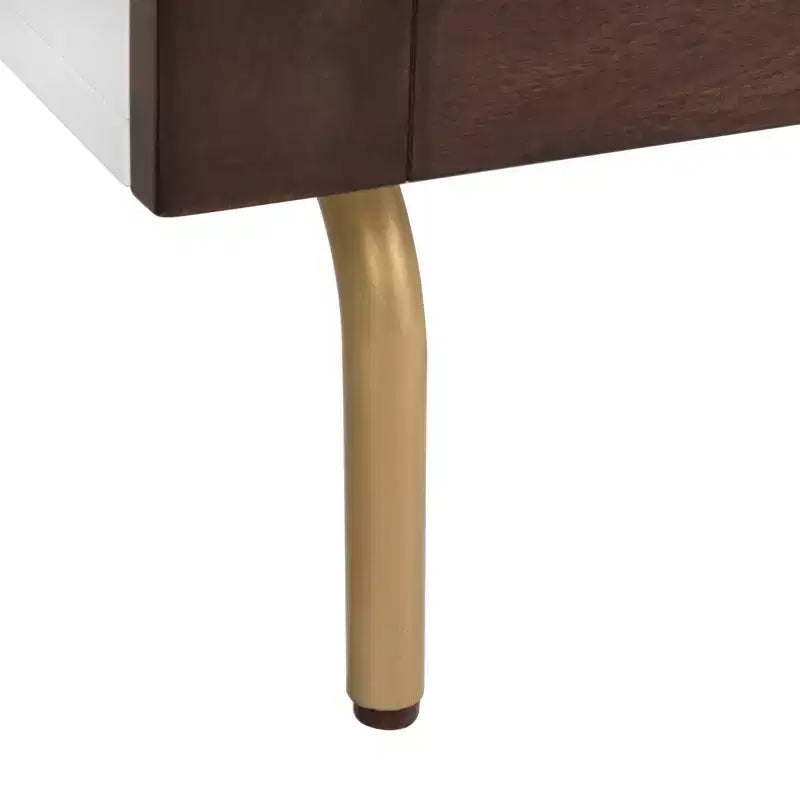 3-Drawer Dresser Walnut & Black – Mahogany & MDF, Gold Hardware, 50 lb/Drawer