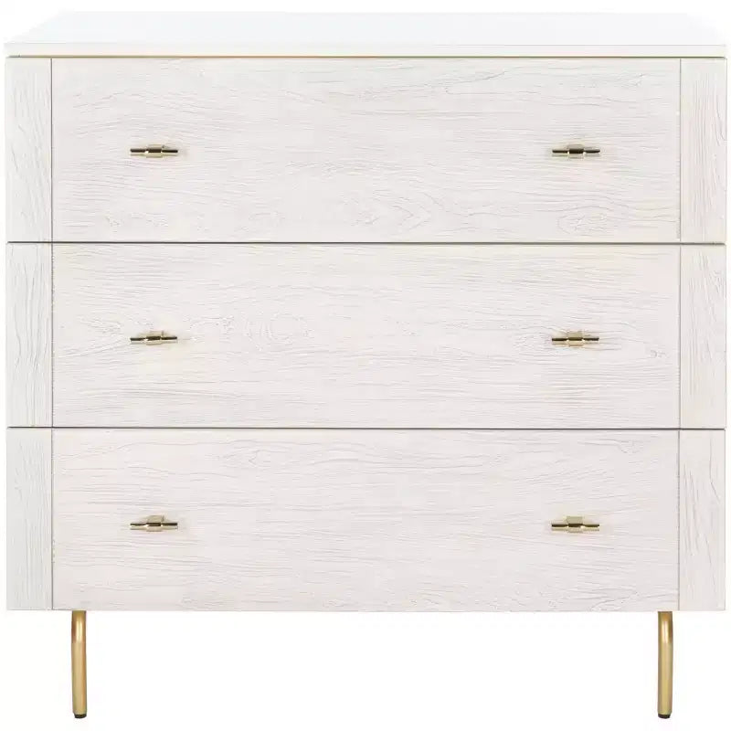 3-Drawer Dresser Walnut & Black – Mahogany & MDF, Gold Hardware, 50 lb/Drawer