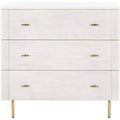 3-Drawer Dresser Walnut & Black – Mahogany & MDF, Gold Hardware, 50 lb/Drawer