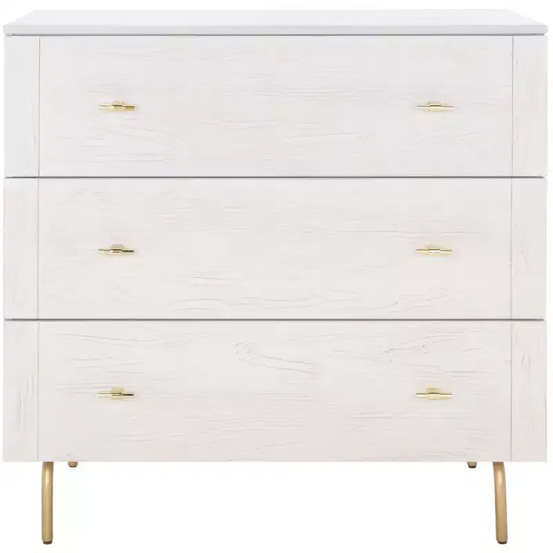 3-Drawer Dresser Walnut & Black – Mahogany & MDF, Gold Hardware, 50 lb/Drawer