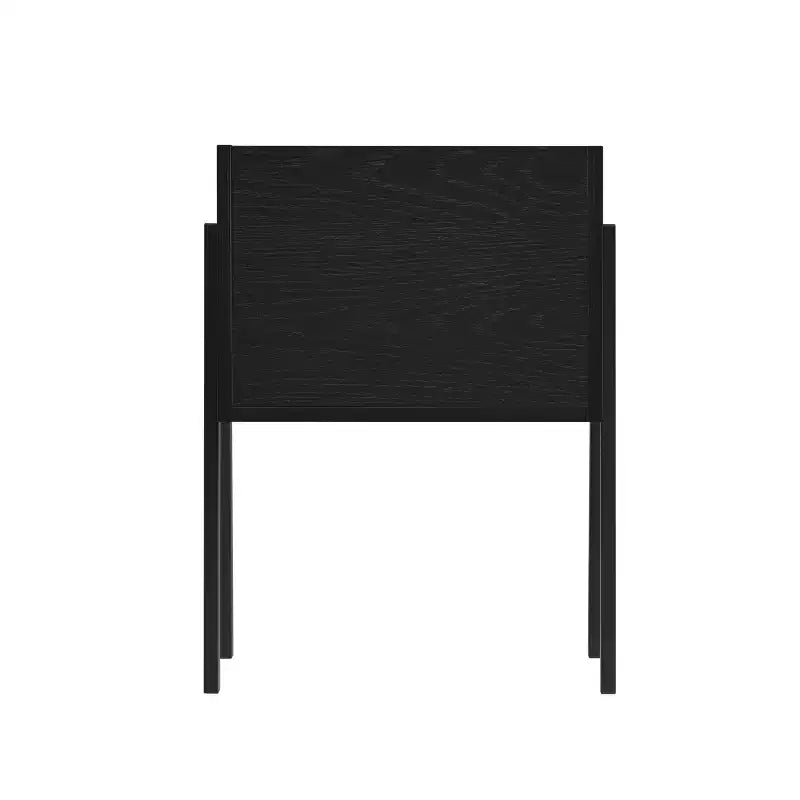 Mid-Century Modern Open Cubby Side Table Black – Metal Frame, MDF Top, 66 lb Capacity
