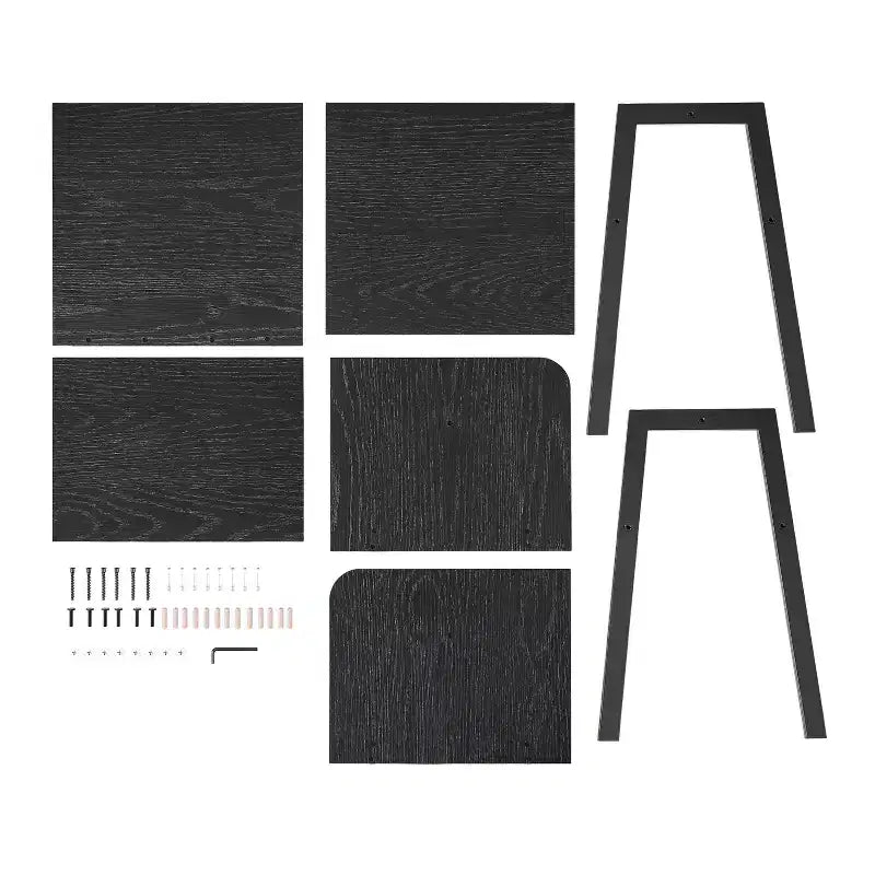 Mid-Century Modern Open Cubby Side Table Black – Metal Frame, MDF Top, 66 lb Capacity