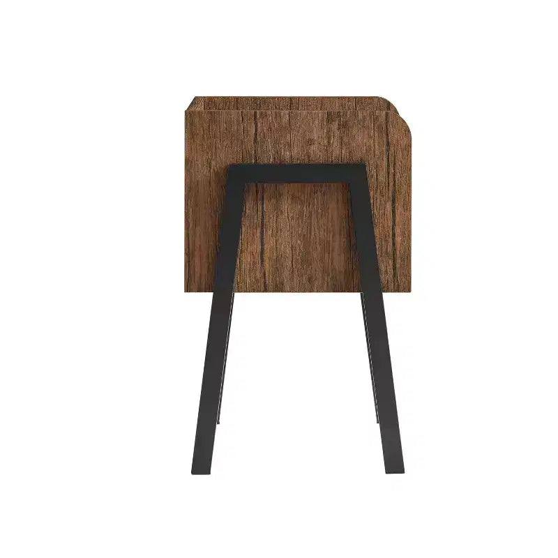 Mid-Century Modern Open Cubby Side Table Black – Metal Frame, MDF Top, 66 lb Capacity