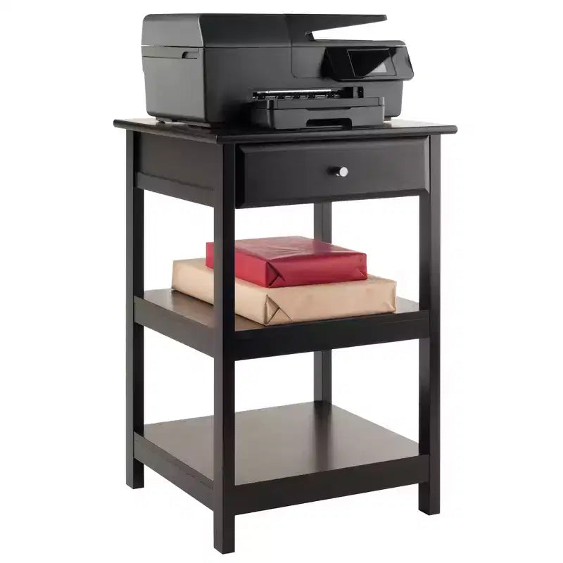 Printer Stand with 2 Shelves & 1 Drawer – Hardwood, 30.71"H, 50 lb Capacity