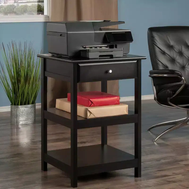 Printer Stand with 2 Shelves & 1 Drawer – Hardwood, 30.71"H, 50 lb Capacity