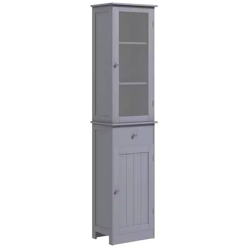 Tall Narrow Bathroom Storage Cabinet – 67.5"H, 5 Shelves, Acrylic Door, MDF, Anti-Tip