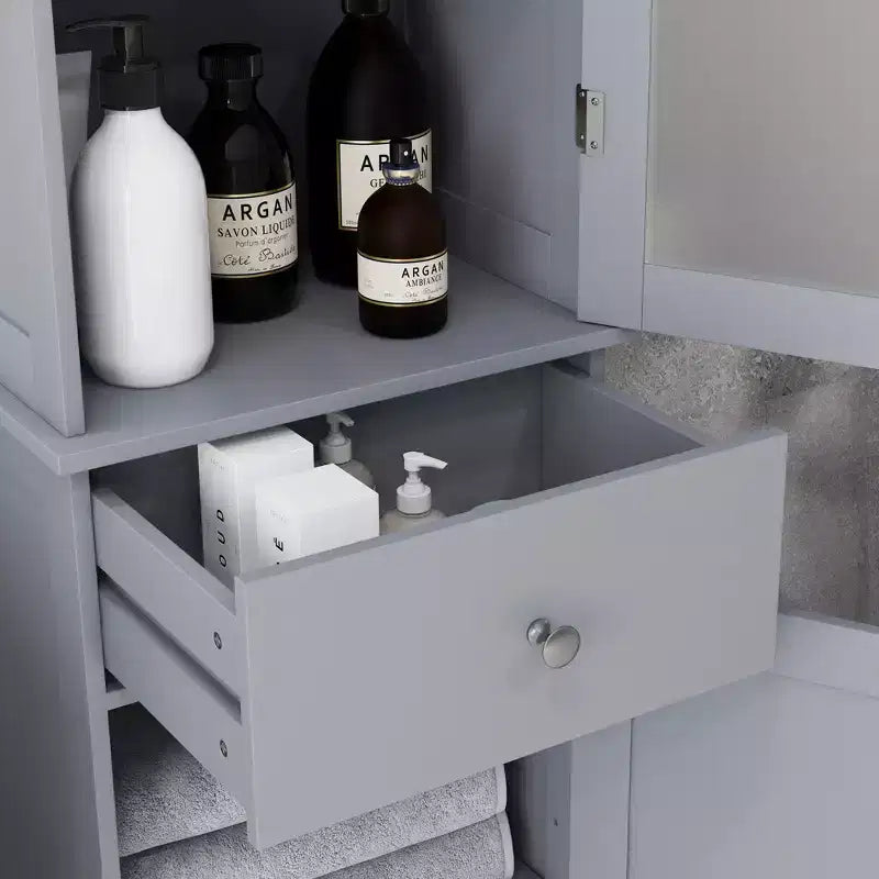 Tall Narrow Bathroom Storage Cabinet – 67.5"H, 5 Shelves, Acrylic Door, MDF, Anti-Tip