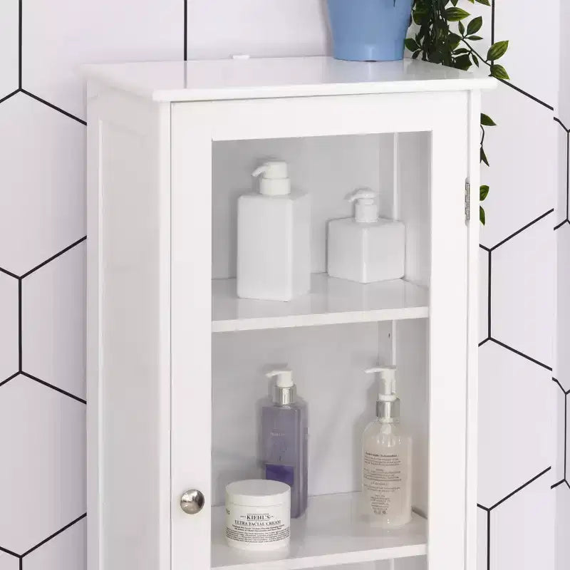 Tall Narrow Bathroom Storage Cabinet – 67.5"H, 5 Shelves, Acrylic Door, MDF, Anti-Tip