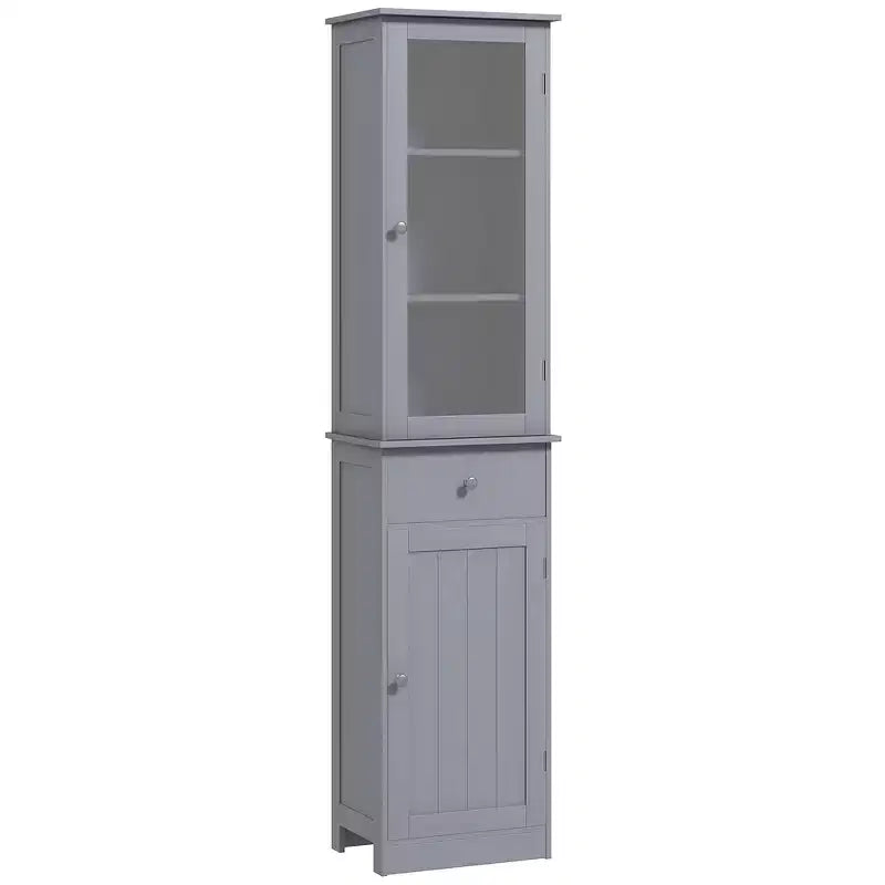 Tall Narrow Bathroom Storage Cabinet – 67.5"H, 5 Shelves, Acrylic Door, MDF, Anti-Tip