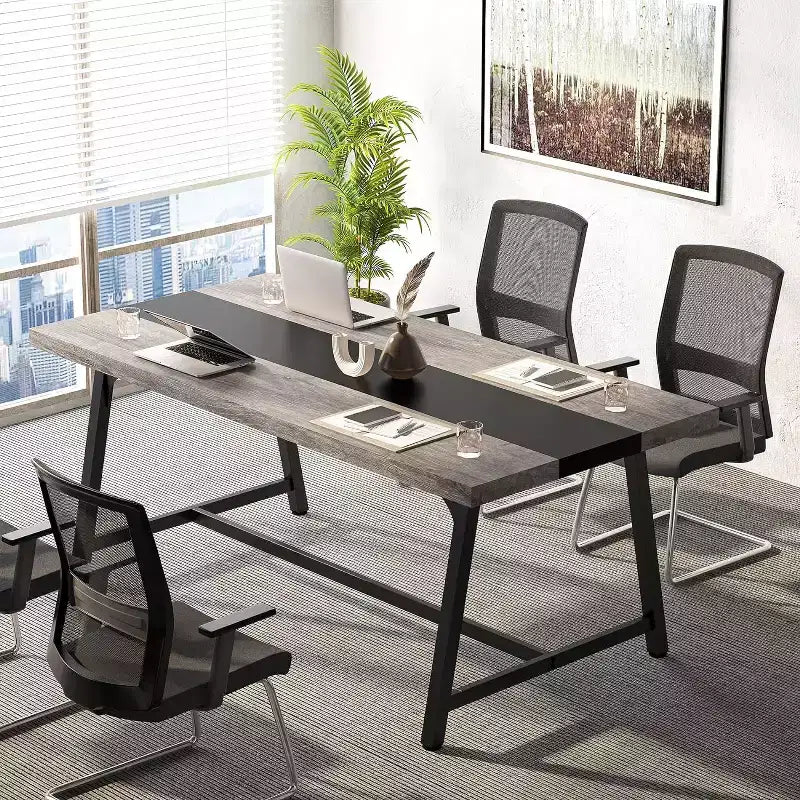 70.87" Executive Conference Desk – Seats 6–8, Steel Frame, Wood Surface, Modern Design