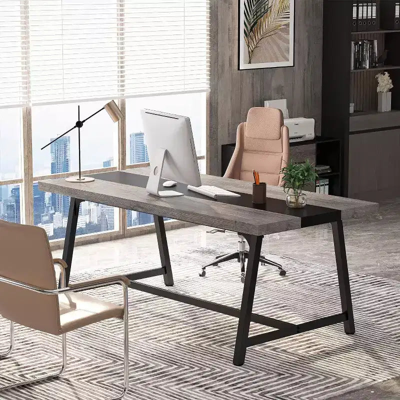 70.87" Executive Conference Desk – Seats 6–8, Steel Frame, Wood Surface, Modern Design