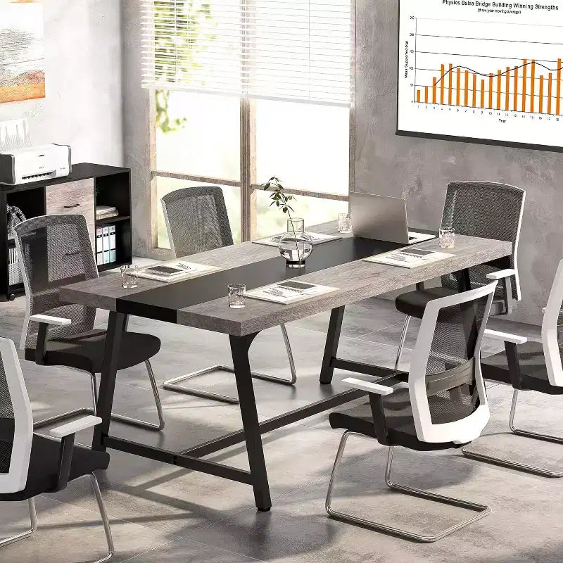 70.87" Executive Conference Desk – Seats 6–8, Steel Frame, Wood Surface, Modern Design