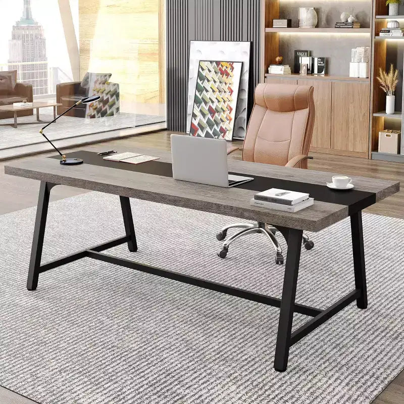 70.87" Executive Conference Desk – Seats 6–8, Steel Frame, Wood Surface, Modern Design