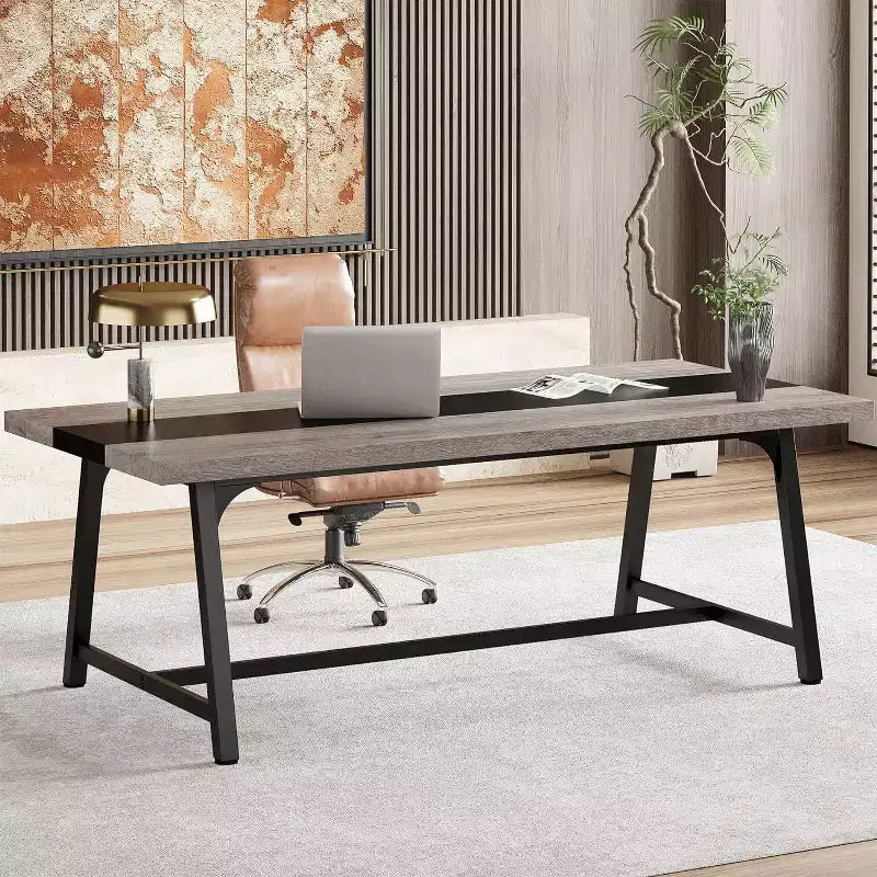 70.87" Executive Conference Desk – Seats 6–8, Steel Frame, Wood Surface, Modern Design