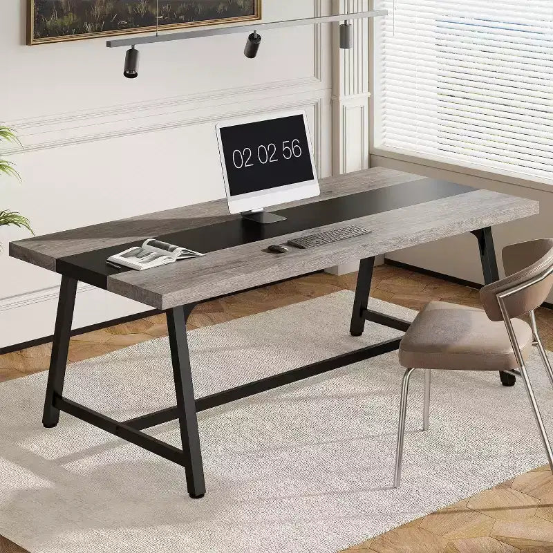 70.87" Executive Conference Desk – Seats 6–8, Steel Frame, Wood Surface, Modern Design