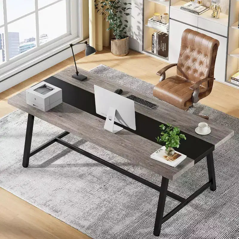 70.87" Executive Conference Desk – Seats 6–8, Steel Frame, Wood Surface, Modern Design