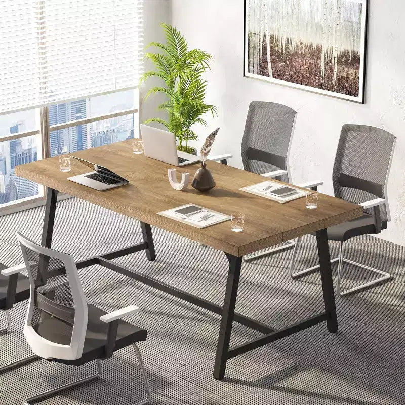 70.87" Executive Conference Desk – Seats 6–8, Steel Frame, Wood Surface, Modern Design