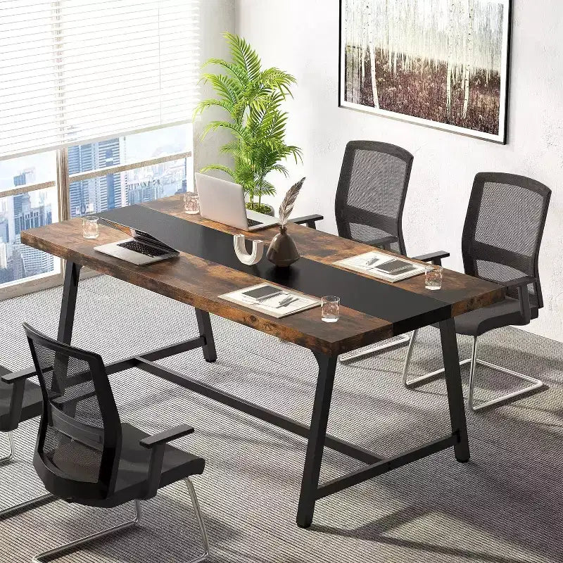 70.87" Executive Conference Desk – Seats 6–8, Steel Frame, Wood Surface, Modern Design