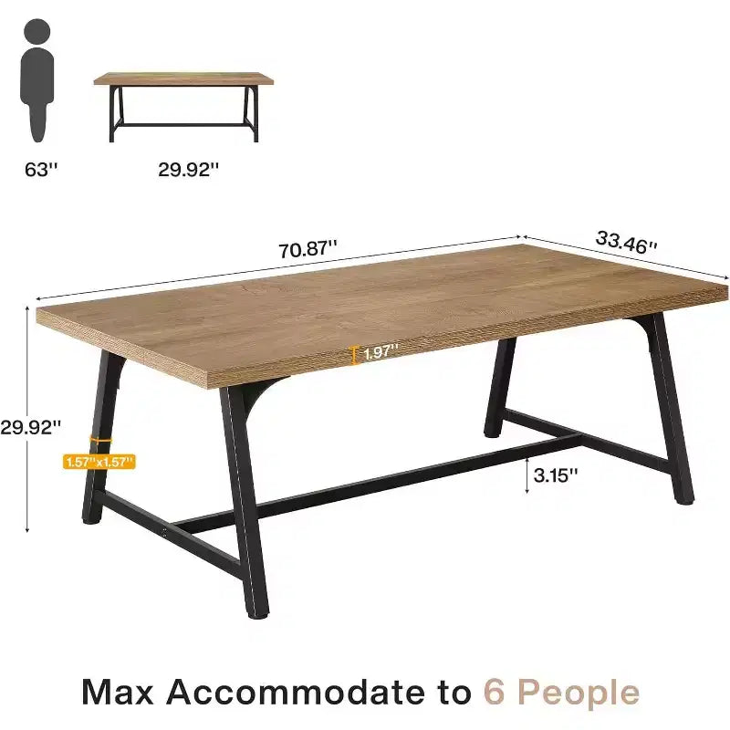 70.87" Executive Conference Desk – Seats 6–8, Steel Frame, Wood Surface, Modern Design