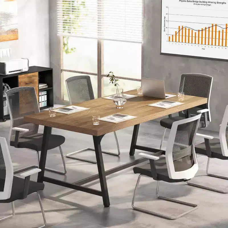 70.87" Executive Conference Desk – Seats 6–8, Steel Frame, Wood Surface, Modern Design