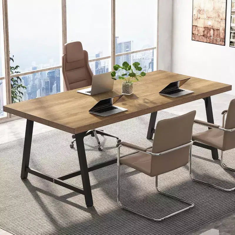 70.87" Executive Conference Desk – Seats 6–8, Steel Frame, Wood Surface, Modern Design